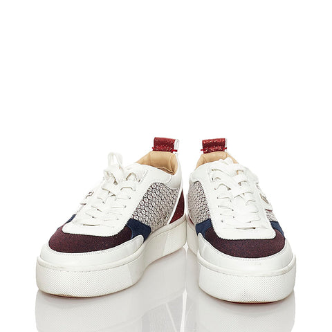 クリスチャンルブタン HAPPYRUI FLAT GLIT スニーカー ホワイト  レザー メンズ Christian Louboutin 【中古】