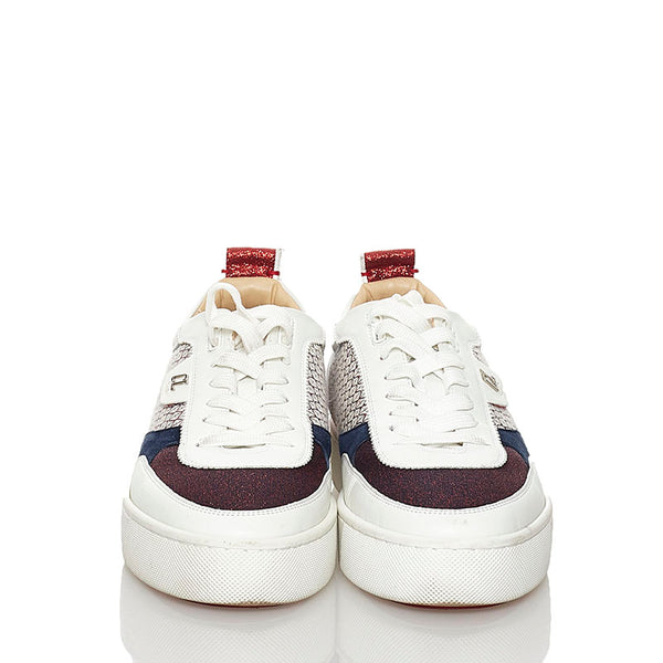 クリスチャンルブタン HAPPYRUI FLAT GLIT スニーカー ホワイト  レザー メンズ Christian Louboutin 【中古】