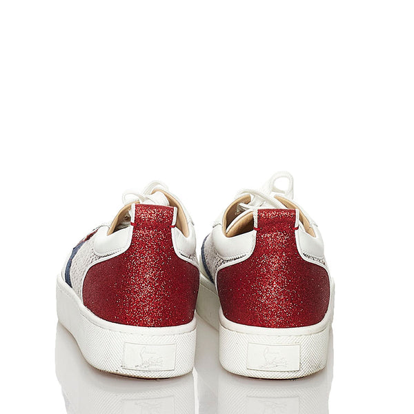 クリスチャンルブタン HAPPYRUI FLAT GLIT スニーカー ホワイト  レザー メンズ Christian Louboutin 【中古】