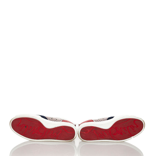 クリスチャンルブタン HAPPYRUI FLAT GLIT スニーカー ホワイト  レザー メンズ Christian Louboutin 【中古】