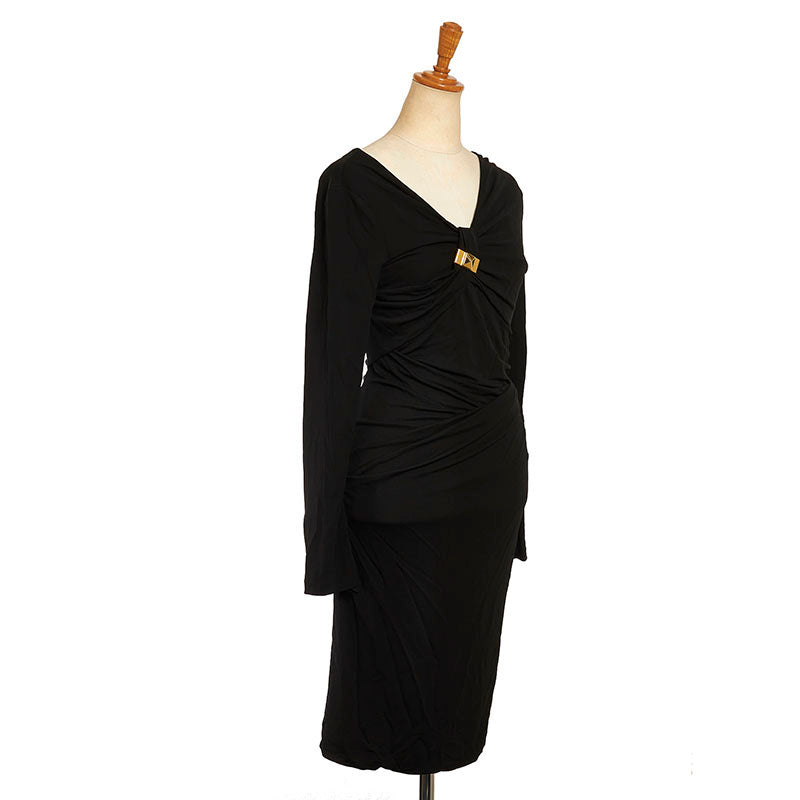 グッチ ワンピース  ドレス ブラック レーヨン アセテート レディース GUCCI 【中古】