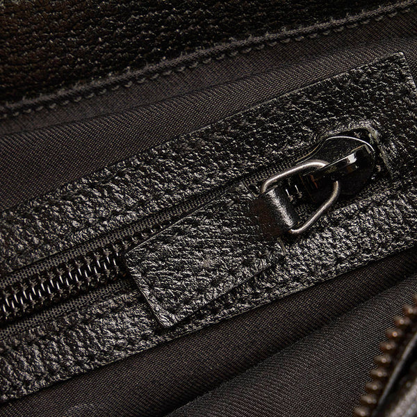 グッチ GGキャンバス シェリーライン ショルダーバッグ トートバッグ 131186 ブラック キャンバス レザー レディース GUCCI 【中古】