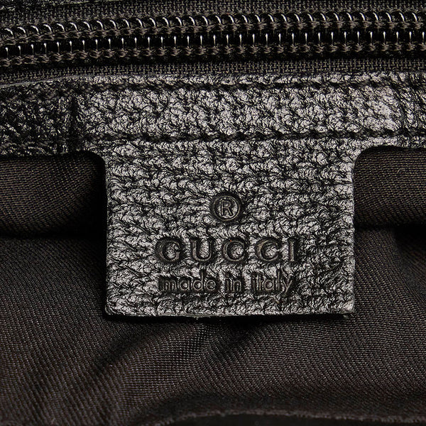 グッチ GGキャンバス シェリーライン ショルダーバッグ トートバッグ 131186 ブラック キャンバス レザー レディース GUCCI 【中古】