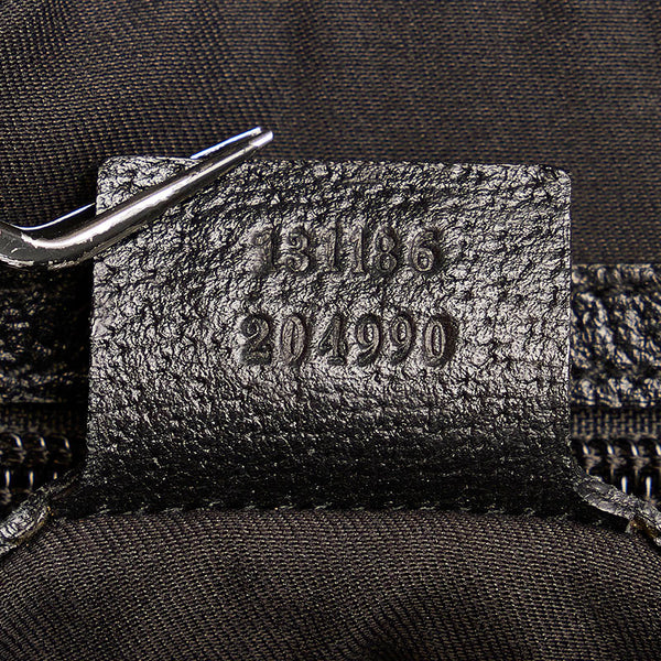 グッチ GGキャンバス シェリーライン ショルダーバッグ トートバッグ 131186 ブラック キャンバス レザー レディース GUCCI 【中古】