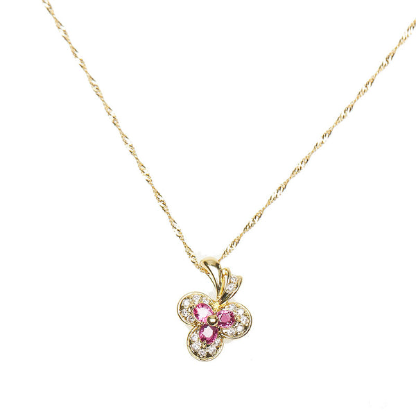 K18YG イエローゴールド ルビー0.53ct ダイヤ0.12ct ネックレス レディース 【中古】