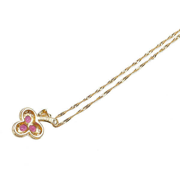 K18YG イエローゴールド ルビー0.53ct ダイヤ0.12ct ネックレス レディース 【中古】