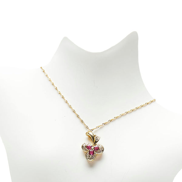 K18YG イエローゴールド ルビー0.53ct ダイヤ0.12ct ネックレス レディース 【中古】