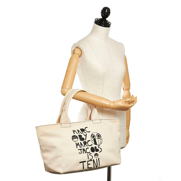 マークジェイコブス 10周年記念限定 アイボリー キャンバス トートバッグ レディース MARC JACOBS 【中古】