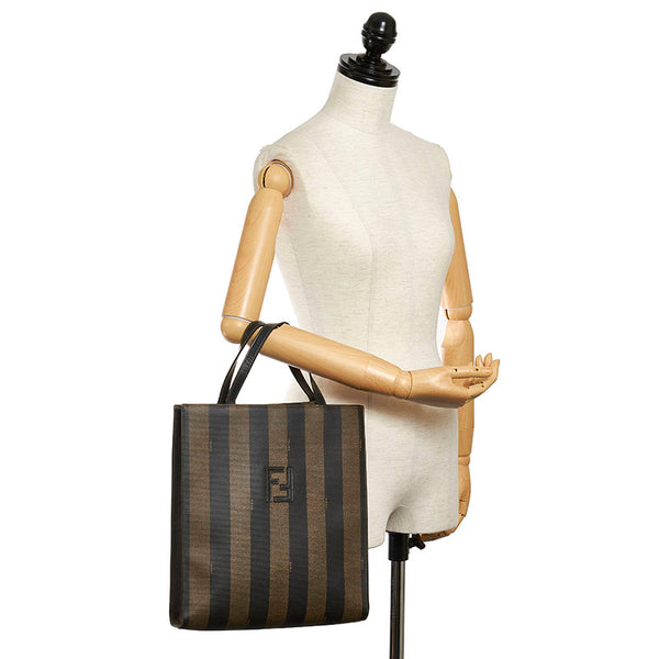 フェンディ ペカン カーキ ブラック PVC レザー ハンドバッグ レディース FENDI 【中古】