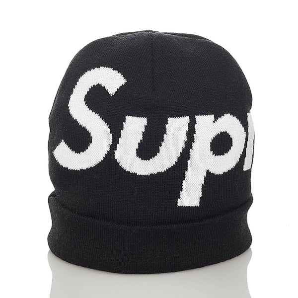 シュプリーム Big Logo Beanie ブラック ホワイト コットン カシミヤ ニットキャップ メンズ Supreme 【中古】