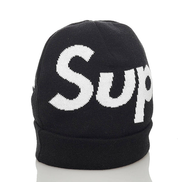 シュプリーム Big Logo Beanie ブラック ホワイト コットン カシミヤ ニットキャップ メンズ Supreme 【中古】