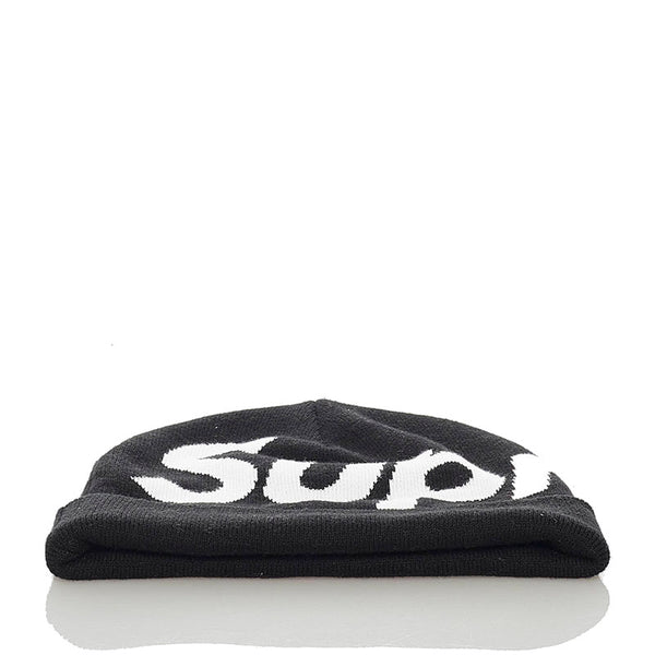 シュプリーム Big Logo Beanie ブラック ホワイト コットン カシミヤ ニットキャップ メンズ Supreme 【中古】