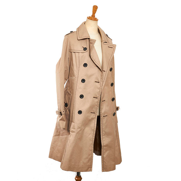 バーバリーブルーレーベル ベージュ コットン トレンチコート レディース BURBERRY BLUE LABEL 【中古】