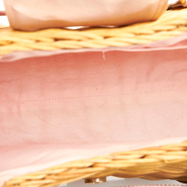 サマンサタバサ ハート ベージュ ピンク ラタン レザー ハンドバッグ かごバッグ レディース Samantha Thavasa 【中古】