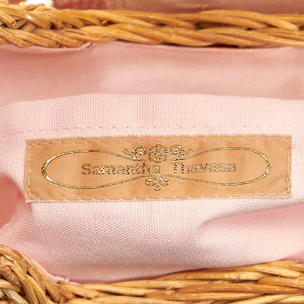 サマンサタバサ ハート ベージュ ピンク ラタン レザー ハンドバッグ かごバッグ レディース Samantha Thavasa 【中古】