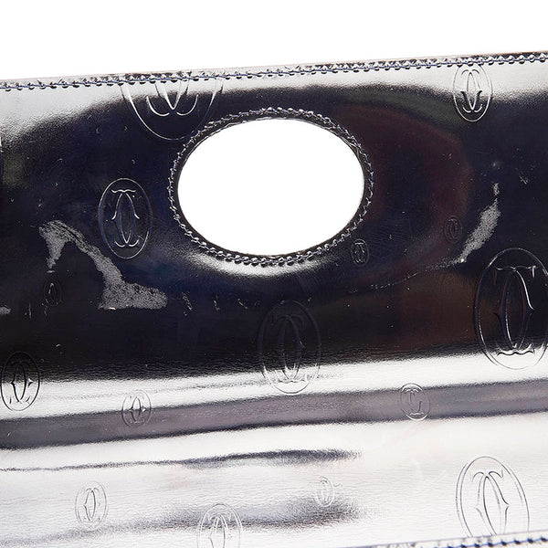 カルティエ ハッピーバースデー ハンドバッグ ブラック エナメル レディース CARTIER 【中古】