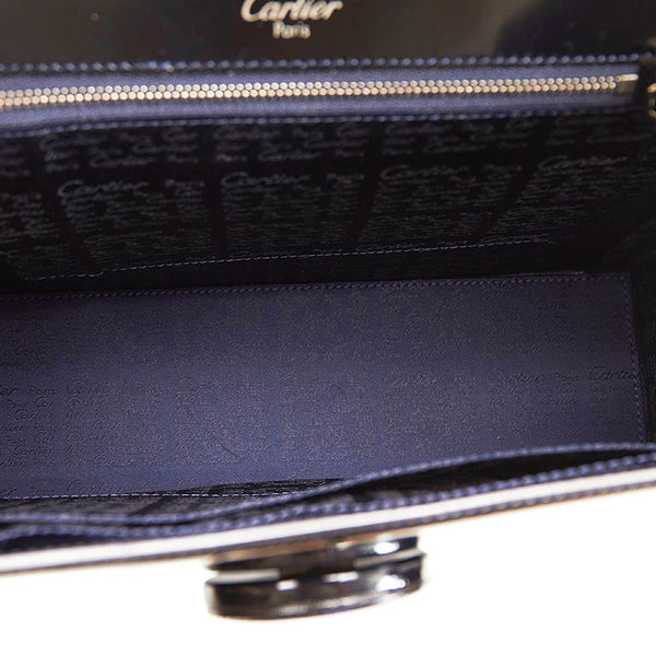 カルティエ ハッピーバースデー ハンドバッグ ブラック エナメル レディース CARTIER 【中古】