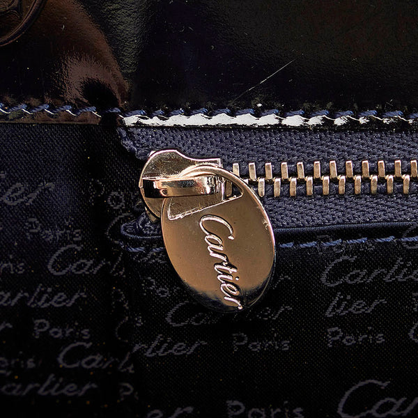 カルティエ ハッピーバースデー ハンドバッグ ブラック エナメル レディース CARTIER 【中古】