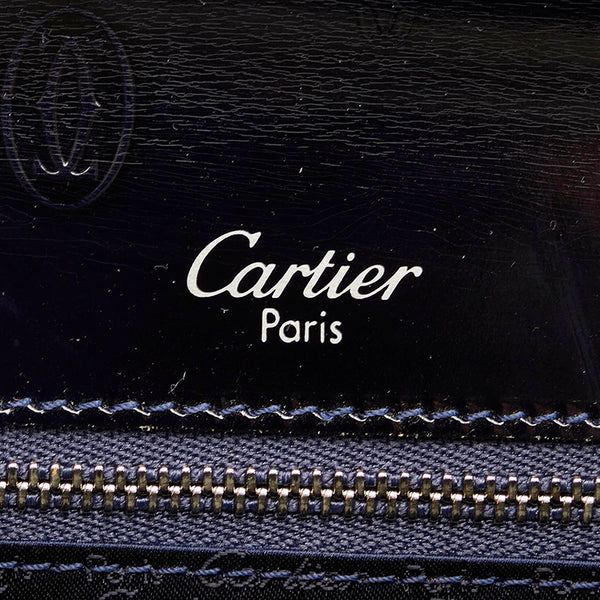 カルティエ ハッピーバースデー ハンドバッグ ブラック エナメル レディース CARTIER 【中古】