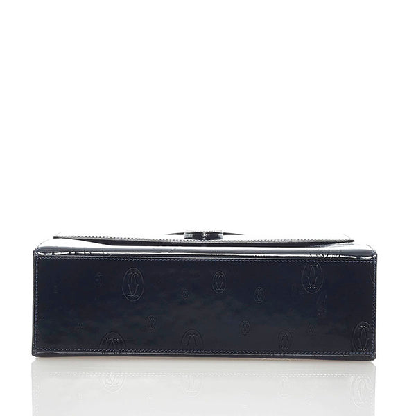 カルティエ ハッピーバースデー ハンドバッグ ブラック エナメル レディース CARTIER 【中古】