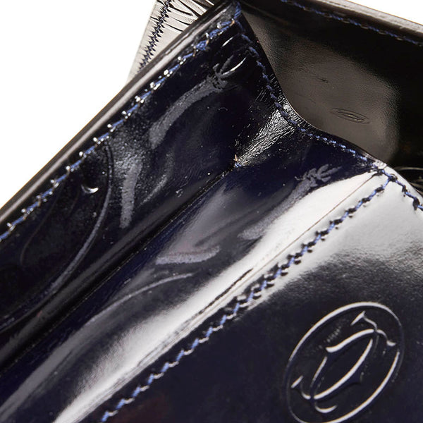 カルティエ ハッピーバースデー ハンドバッグ ブラック エナメル レディース CARTIER 【中古】