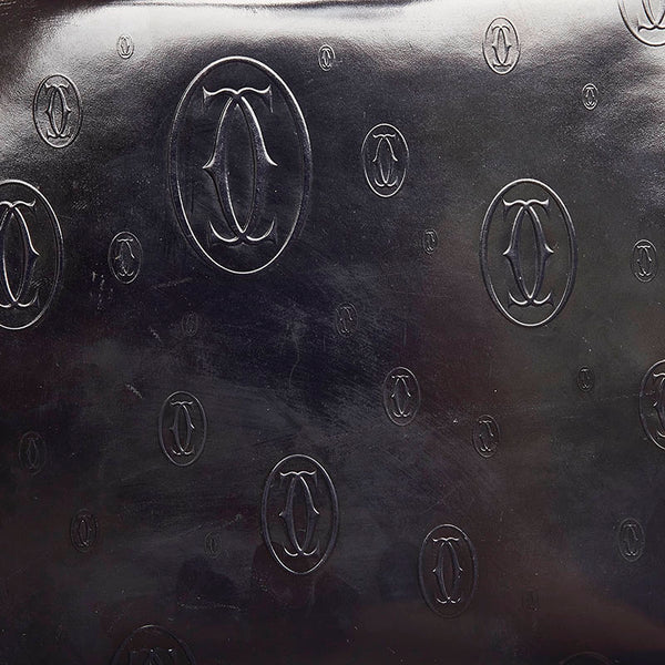 カルティエ ハッピーバースデー ハンドバッグ ブラック エナメル レディース CARTIER 【中古】