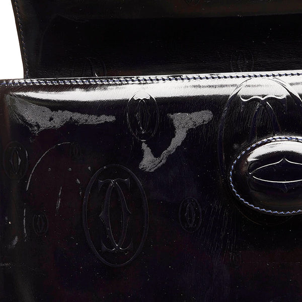 カルティエ ハッピーバースデー ハンドバッグ ブラック エナメル レディース CARTIER 【中古】