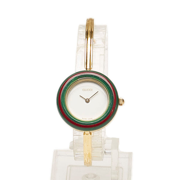 グッチ チェンジヘゼル 11/12.2 ゴールド メッキ 腕時計 レディース GUCCI クオーツ ホワイト文字盤 【中古】