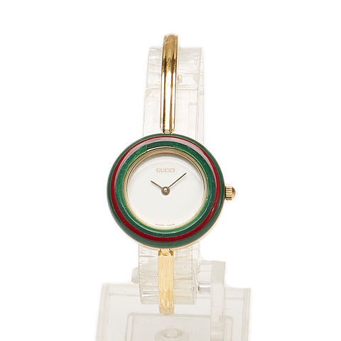 グッチ チェンジヘゼル 11/12.2 ゴールド メッキ 腕時計 レディース GUCCI クオーツ ホワイト文字盤 【中古】