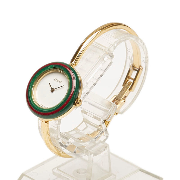グッチ チェンジヘゼル 11/12.2 ゴールド メッキ 腕時計 レディース GUCCI クオーツ ホワイト文字盤 【中古】