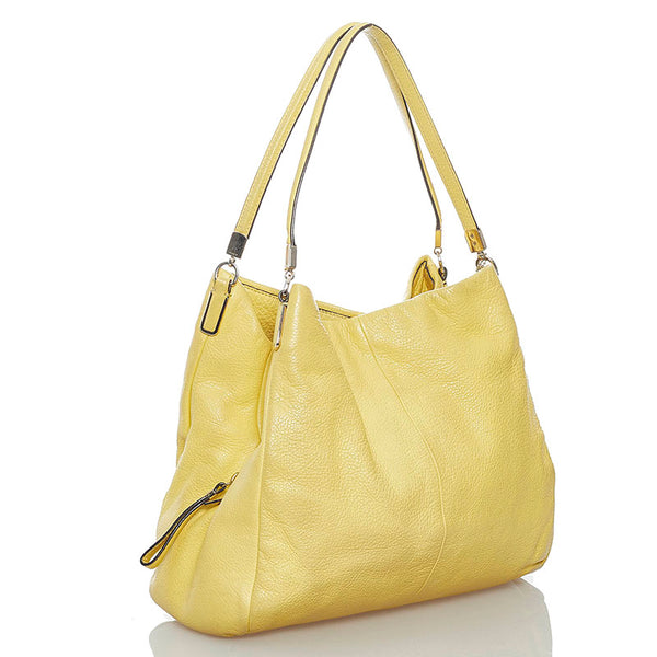 コーチ イエロー レザー トートバッグ レディース COACH 【中古】