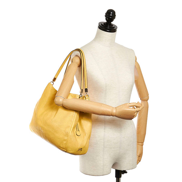 コーチ イエロー レザー トートバッグ レディース COACH 【中古】