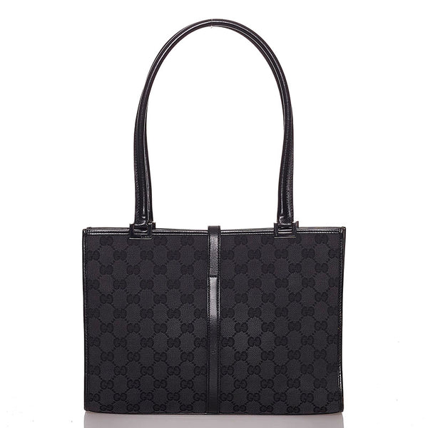 グッチ GGキャンバス ジャッキー 002 1073 ブラック キャンバス レザー 肩掛け ショルダーバッグ レディース GUCCI 【中古】