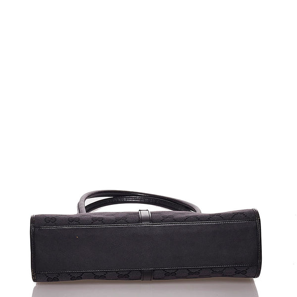 グッチ GGキャンバス ジャッキー 002 1073 ブラック キャンバス レザー 肩掛け ショルダーバッグ レディース GUCCI 【中古】