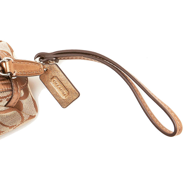 コーチ シグネチャー ベージュ キャンバス レザー ポーチ レディース COACH 【中古】