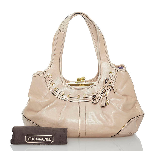 コーチ ショルダーバッグ E0869 ベージュ レザー レディース COACH 【中古】