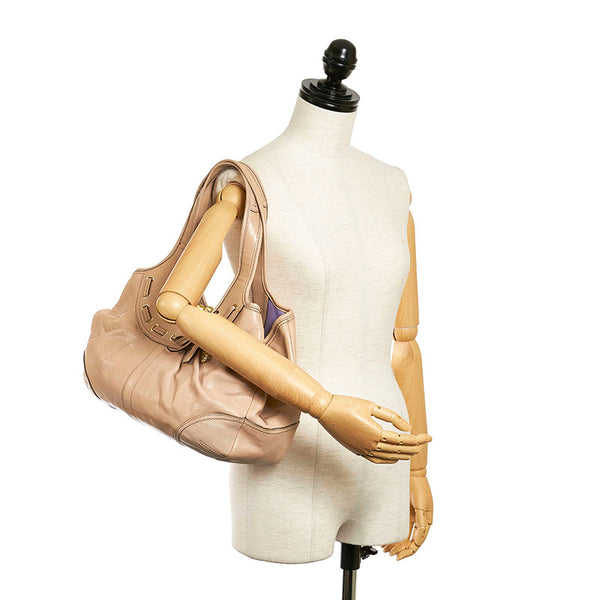 コーチ ショルダーバッグ E0869 ベージュ レザー レディース COACH 【中古】