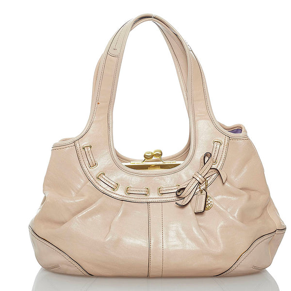 コーチ ショルダーバッグ E0869 ベージュ レザー レディース COACH 【中古】