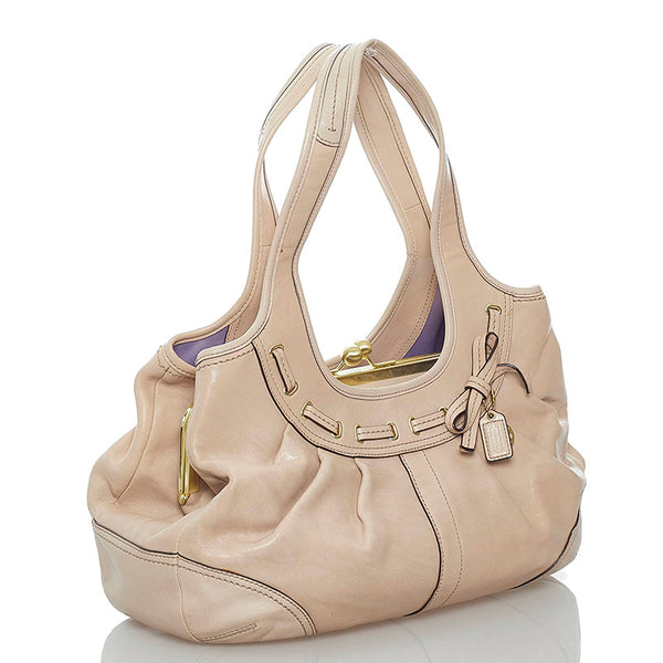 コーチ ショルダーバッグ E0869 ベージュ レザー レディース COACH 【中古】