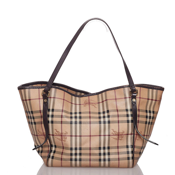 バーバリー シャドーホース　 ベージュ PVC レザー トートバッグ レディース BURBERRY 【中古】