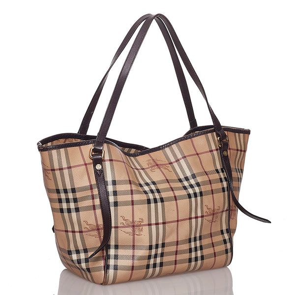 バーバリー シャドーホース　 ベージュ PVC レザー トートバッグ レディース BURBERRY 【中古】