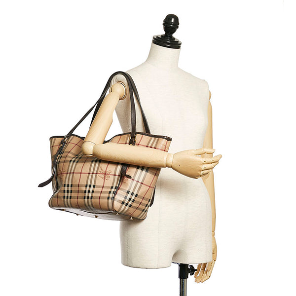 バーバリー シャドーホース　 ベージュ PVC レザー トートバッグ レディース BURBERRY 【中古】