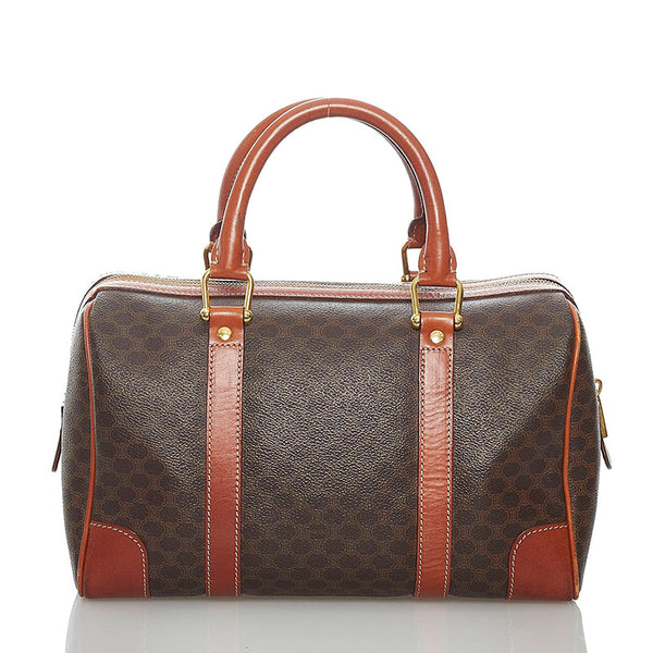 セリーヌ マカダム ブラウン PVC レザー ハンドバッグ ミニボストン レディース CELINE 【中古】