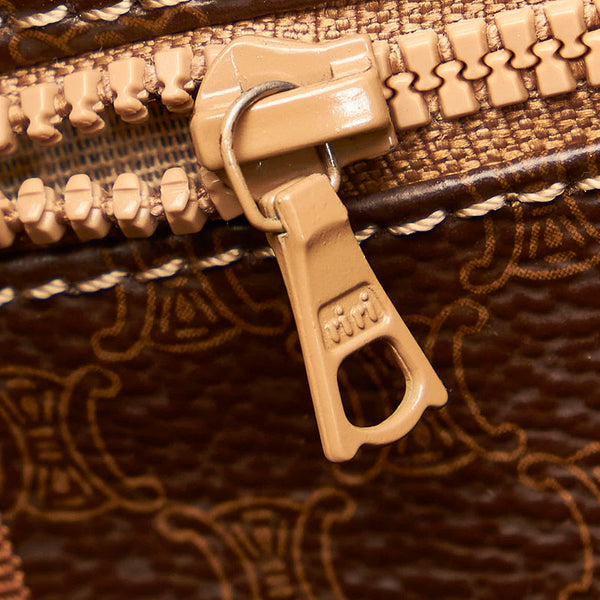 セリーヌ マカダム ブラウン PVC レザー ハンドバッグ ミニボストン レディース CELINE 【中古】