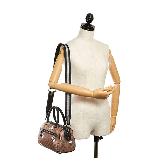 コーチ シグネチャー スヌーピー C4118 ブラウン PVC レザー ハンドバッグ ショルダーバッグ 2WAY レディース COACH 【中古】