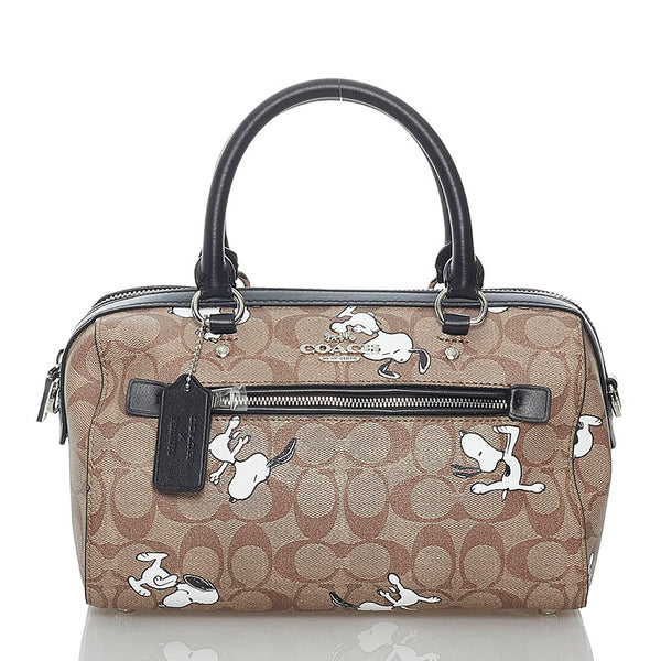 コーチ シグネチャー スヌーピー C4118 ブラウン PVC レザー ハンドバッグ ショルダーバッグ 2WAY レディース COACH 【中古】