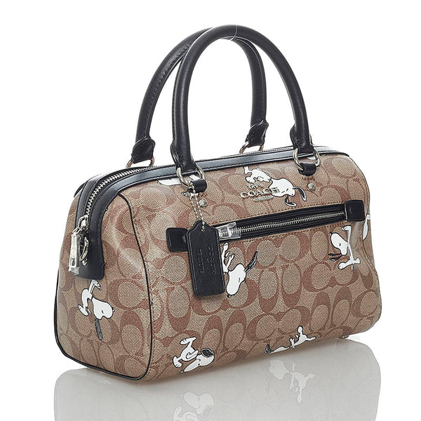 コーチ シグネチャー スヌーピー C4118 ブラウン PVC レザー ハンドバッグ ショルダーバッグ 2WAY レディース COACH 【中古】