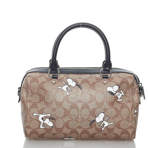 コーチ シグネチャー スヌーピー C4118 ブラウン PVC レザー ハンドバッグ ショルダーバッグ 2WAY レディース COACH 【中古】