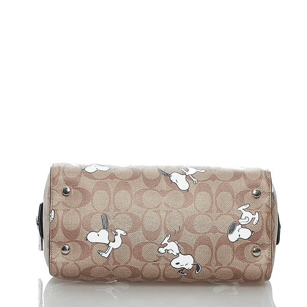コーチ シグネチャー スヌーピー C4118 ブラウン PVC レザー ハンドバッグ ショルダーバッグ 2WAY レディース COACH 【中古】