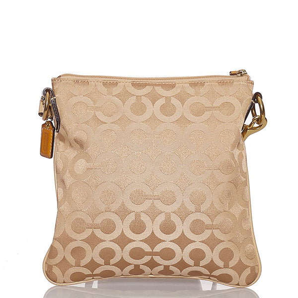 コーチ シグネチャー 斜め掛け ショルダーバッグ 41992 ベージュ キャンバス レザー レディース COACH 【中古】